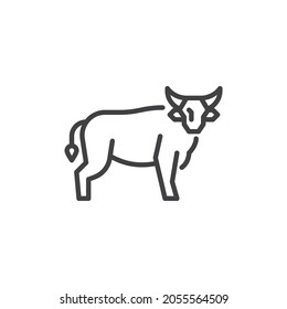 Bull animal line icon. linear style sign for mobile concept and web design. Horned bull outline vector icon. Symbol, logo illustration. Vector graphics
