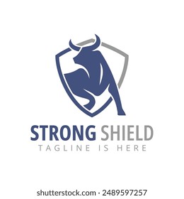 Bull Animal Nature Attack Strong Shield Logo Template