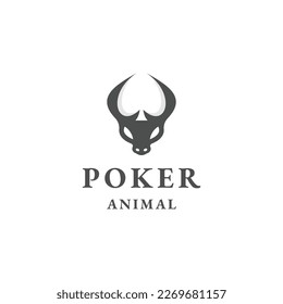 Bull animal poker logo icon design template flat vector