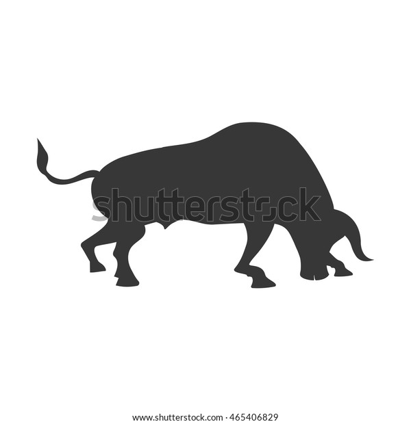 Bull Animal Silhouette Icon Isolated Flat Stock Vector (Royalty Free ...