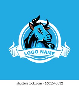 Bull animal vector logo design template in rope circle concept for business company