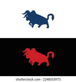 Bull animal vector logo design . icon logo . silhouette logo 