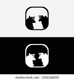 Diseño del logo del vector animal de toros . Icono de toro . 