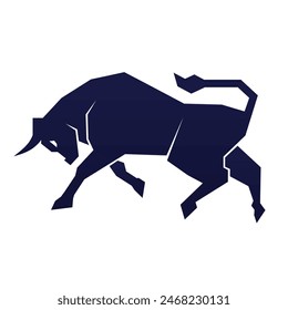 Bull animal vector Silhouette flat design illustration icon with simple shape and perfect for logo isolated