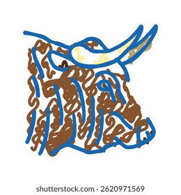 bull animal zoo doodle icon sketch vector. bull animal zoo sign. isolated symbol illustration