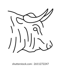 bull animal zoo line icon vector. bull animal zoo sign. isolated contour symbol black illustration