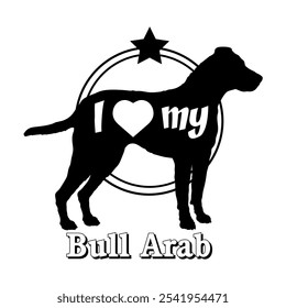 Bull arabischen Hund Silhouette, ich liebe meinen Hund, Hund, Hunderassen, Logo, Vektor, Silhouette, Tier, Illustration, Symbol, Zeichen, schwarz, Haustier,