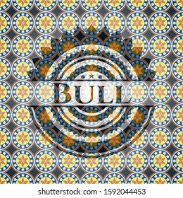 Bull arabesque emblem background. arabic decoration.