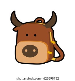 bull bag icon. cute school bag for kids