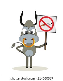 Bull with a banner