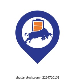 Plantilla de diseño del logotipo vectorial de la forma de la batería de toro. El concepto de logo energético fuerte.