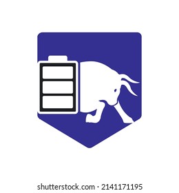 Bull Battery vector logo design template. Strong energy logo concept.	