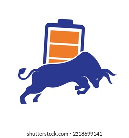 Bull Battery vector logo design template. Strong energy logo concept.