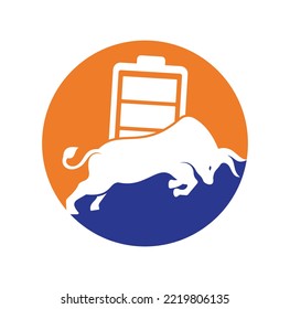 Plantilla de diseño del logotipo del vector de la batería de toros. El concepto de logo energético fuerte.