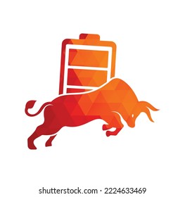 Design-Vorlage für das Vektor-Logo von Bull Battery. Starkes Energy-Logo-Konzept.
