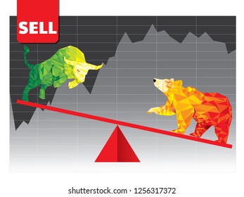 Bull and Bear abstract vector illustration. graphic design concept of stock market Bullish and Bearish trend.