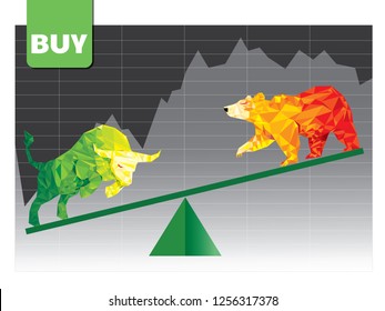 Bull and Bear abstract vector illustration. graphic design concept of stock market Bullish and Bearish trend.