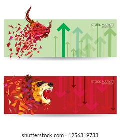 Bull and Bear abstract vector illustration. graphic design concept of stock market Bullish and Bearish trend.