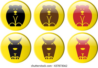 bull and bear button as a symbol for the stock exchange