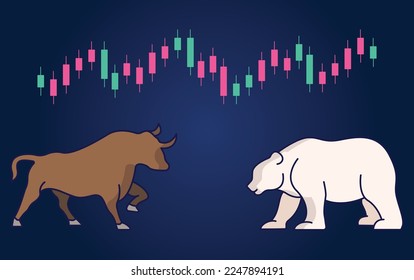 Bull and bear crypto currency or stock market, Business Financial investment and trading graphics