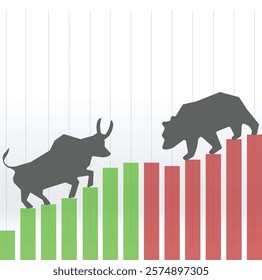 Bull and Bear Fighting symbol   Stock Market Clash, Financial Battle, Bullish vs Bearish Market Illustration financial market symbol 