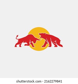 Bull and bear finance logo icon