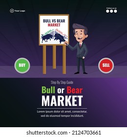 Bull or bear market banner design template.