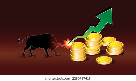 Concepto de mercado del alza y el oso ilustración vectorial, gráfico de flechas hacia arriba o hacia abajo de la bolsa de comercio verde, aislado en el mercado de valores, aislado en el mercado de valores, aislado en el mercado de valores, en el mercado de valores o en el mercado de valores