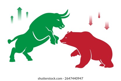 Bull and Bear Market Stock Trading Illustration