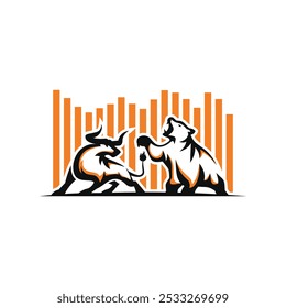 Design de logotipo de marketing para touros e ursos