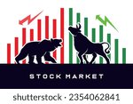 bull and bear stock market concept vector illustration, investman