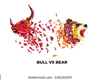 Bull and Bear symbols on stock market vector illustration. vector Forex or commodity charts, on abstract background. The symbol of the the bull and bear