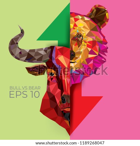 Bull and Bear symbols on stock market vector illustration. vector Forex or commodity charts, on abstract background. The symbol of the the bull and bear