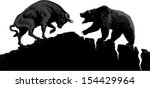 Bull and bear, symbols of stock market trends. Vector illustration with elements as separate objects.