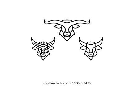 bull beef horn line art logo vector