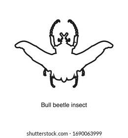 Bull beetle insect icon vector on white background. Black icon illustration