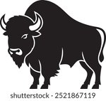 Bull bison icon vector black and white