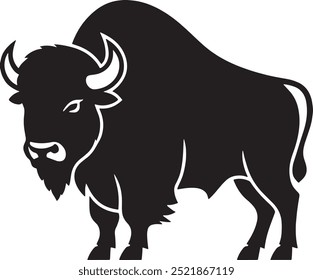 Bull bison icon vector black and white