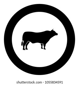 Bull black icon in circle