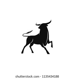 Bull black icon on white background. Template for your project. Vector illustration.