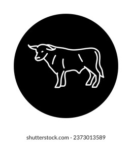 Bull black line icon. Farm animals. Pictogram for web page, mobile app, promo.