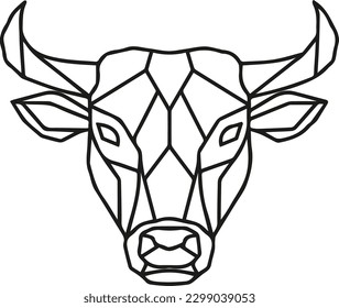 Bull black vector geometric origami