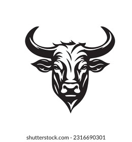 Bull black and white vector illustration