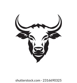 Bull black and white vector illustration