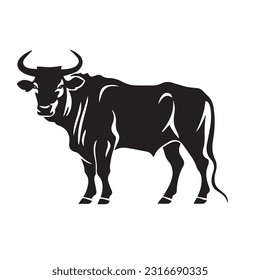Bull black and white vector illustration