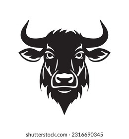 Bull black and white vector illustration