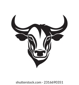 Bull black and white vector illustration