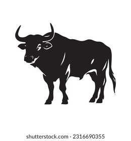Bull black and white vector illustration
