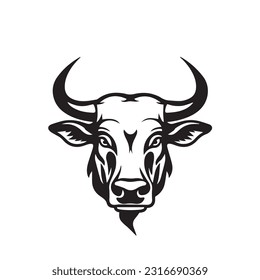 Bull black and white vector illustration