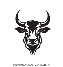 Bull black and white vector illustration